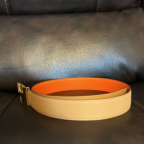 Hermes unisex H buckle Constance logo reversible leather belt NEW